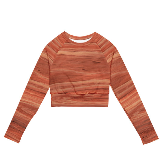 Canyonlands All Over Print Sandstone Grain Recycled long-sleeve crop top