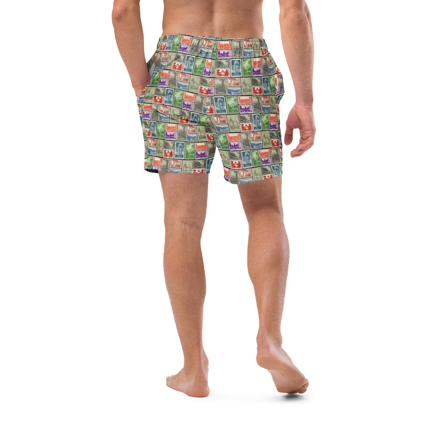 National Park Postage Stamp Recycled Polyester Swim Trunks