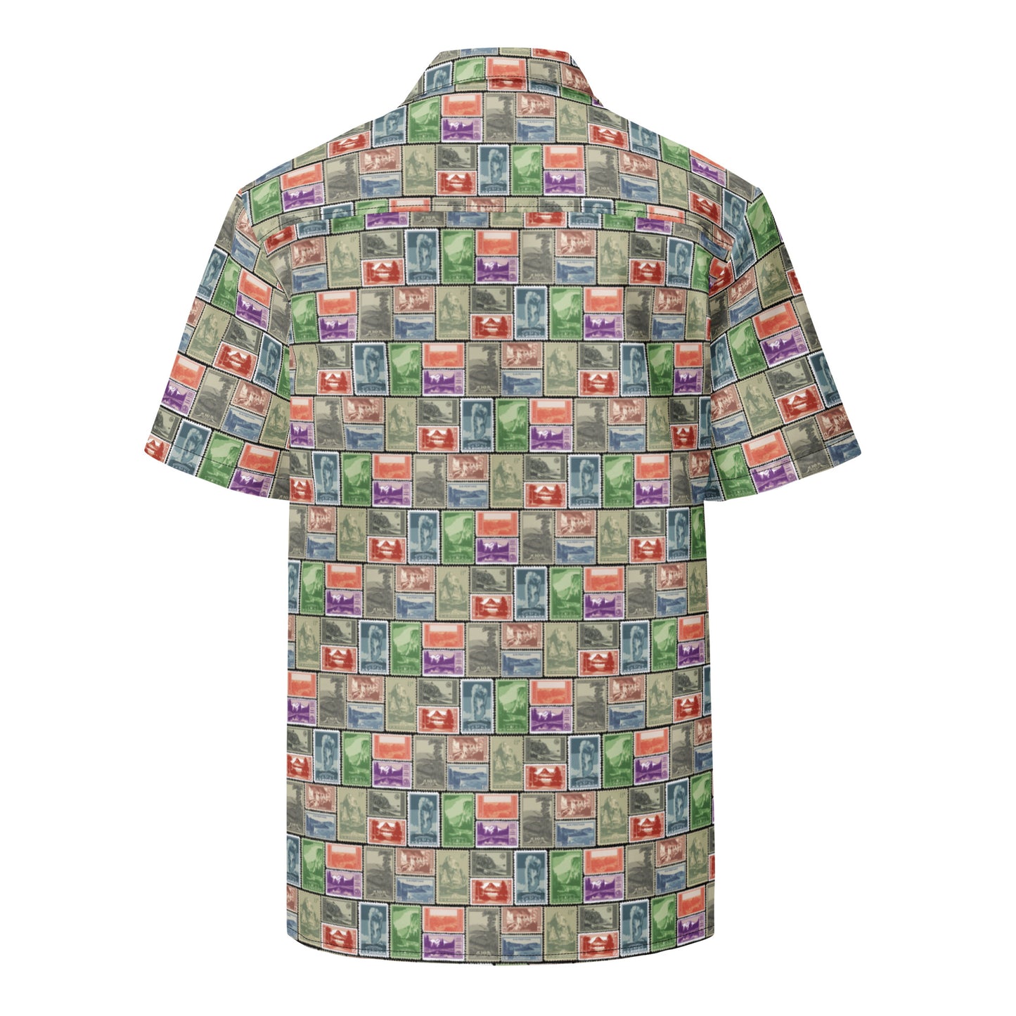 National Park Vintage Post Stamp Unisex Button Shirt