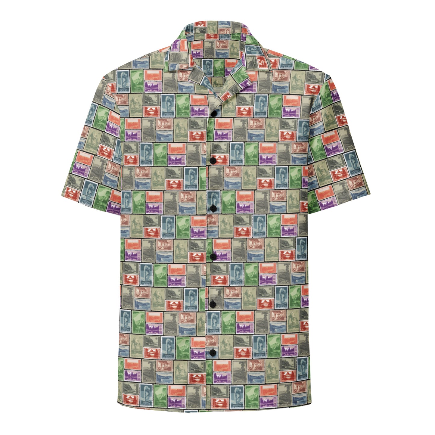 National Park Vintage Post Stamp Unisex Button Shirt