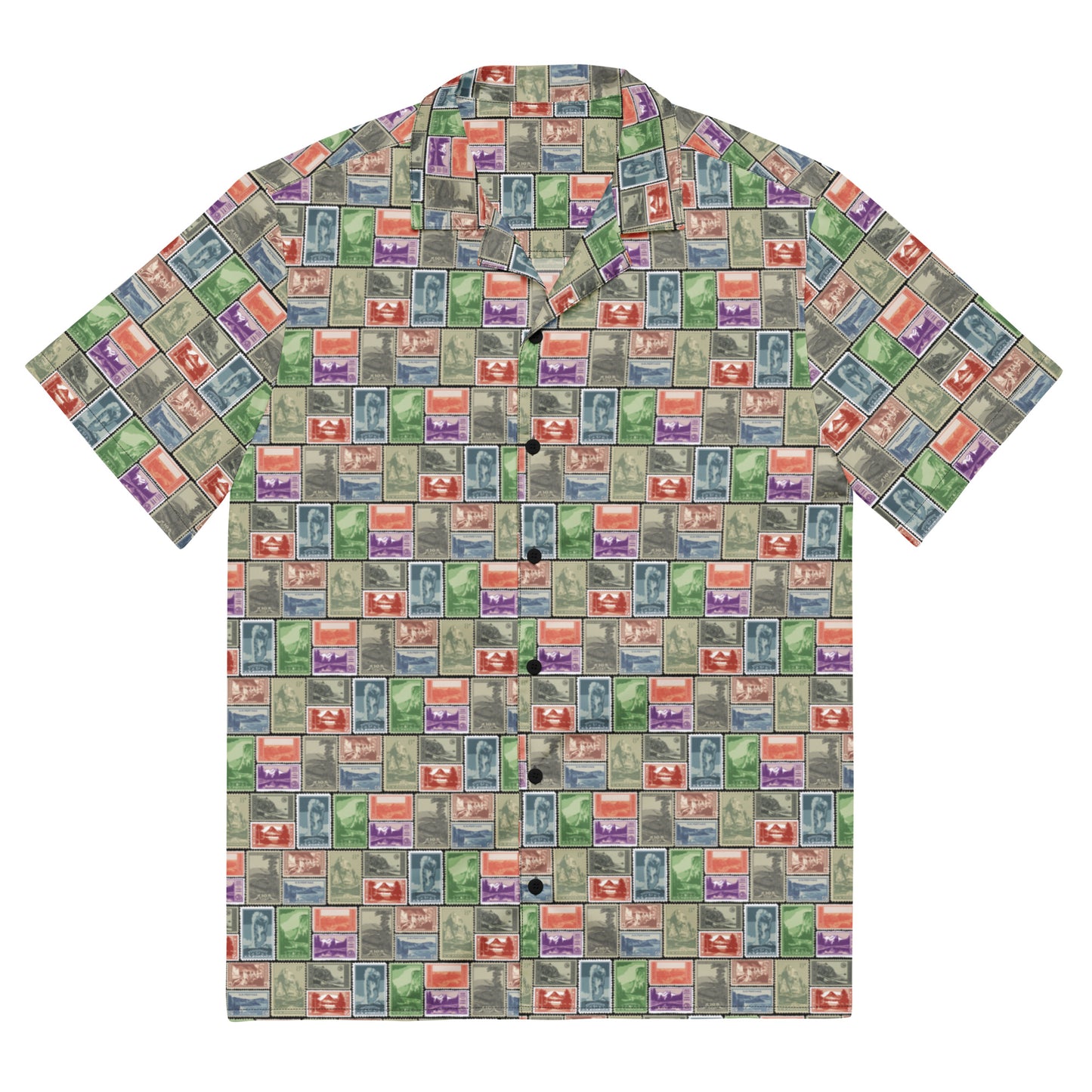 National Park Vintage Post Stamp Unisex Button Shirt