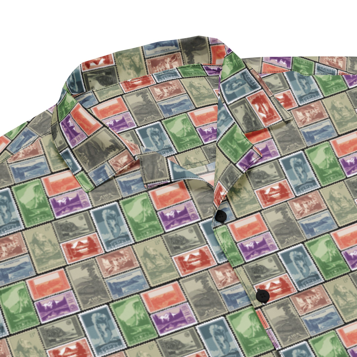 National Park Vintage Post Stamp Unisex Button Shirt