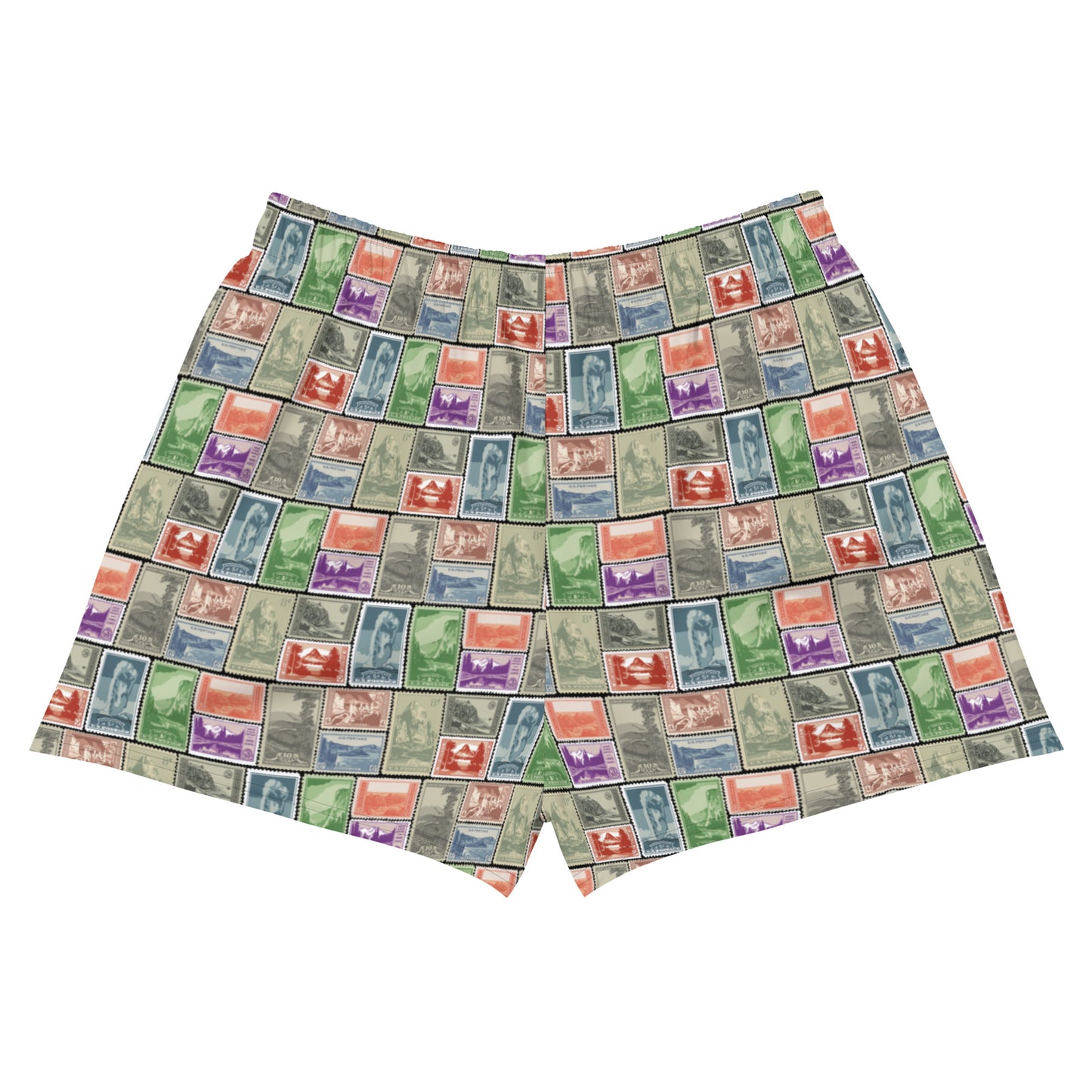 National Park Vintage Postage Stamp Women’s Recycled Athletic Shorts