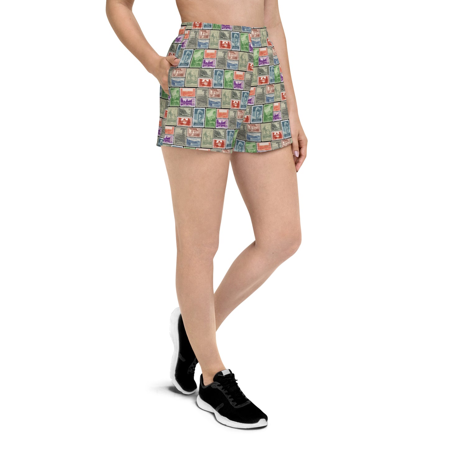 National Park Vintage Postage Stamp Women’s Recycled Athletic Shorts