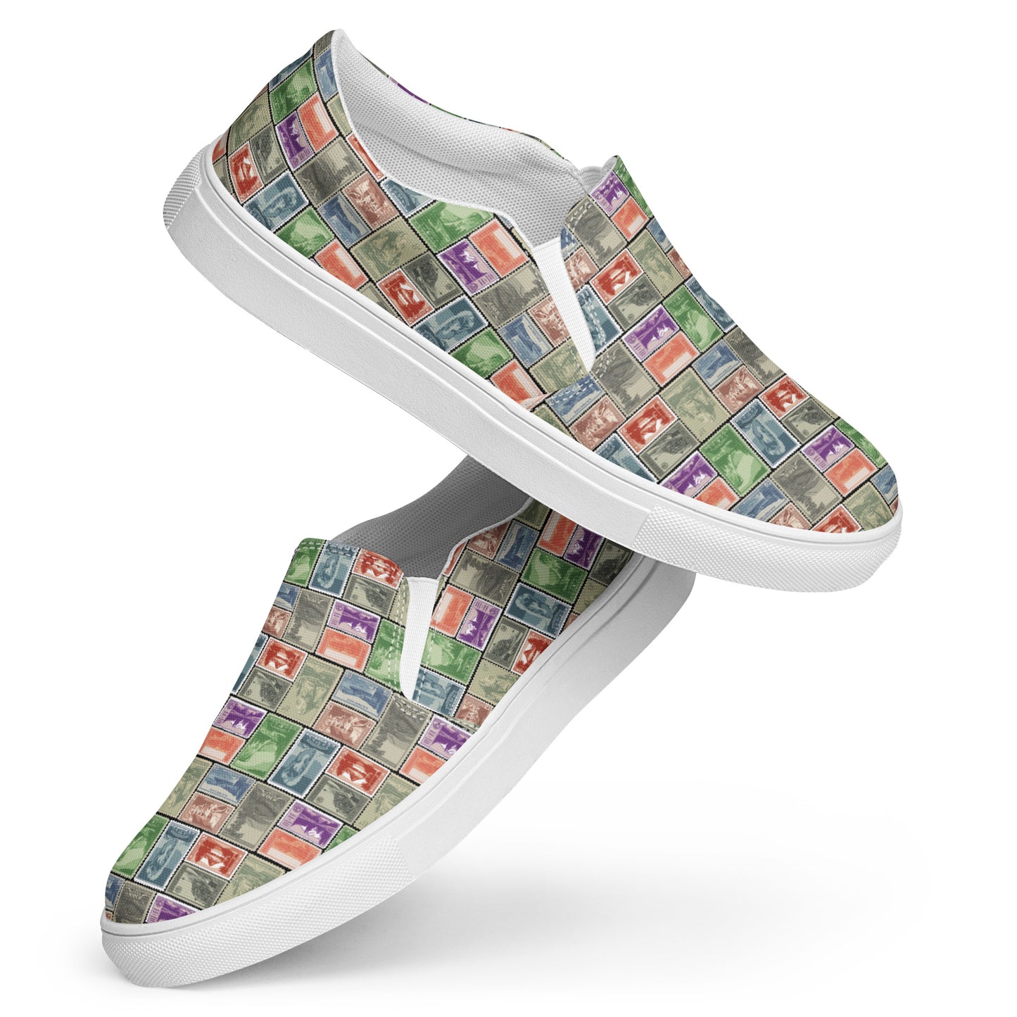 National Park Vintage Post Stamps Men’s slip-on canvas shoes