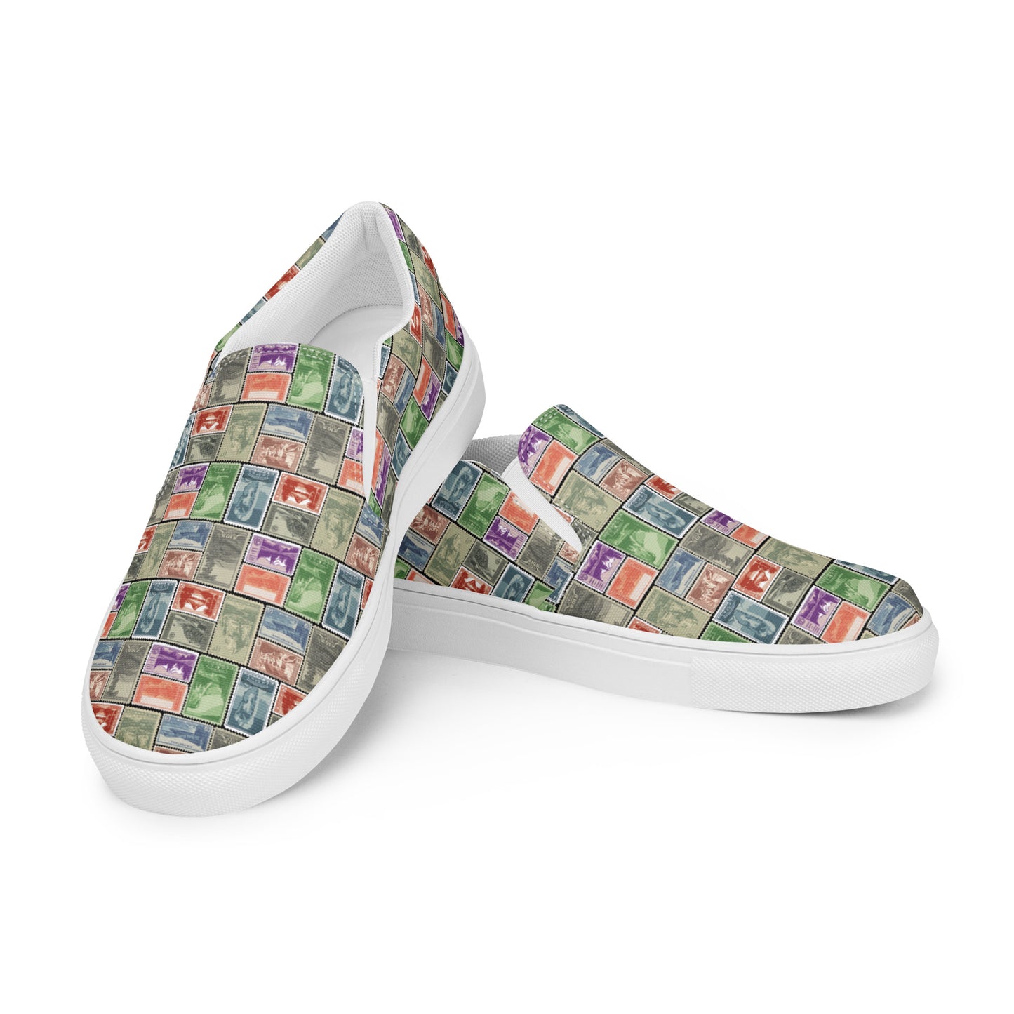 National Park Vintage Post Stamps Men’s slip-on canvas shoes