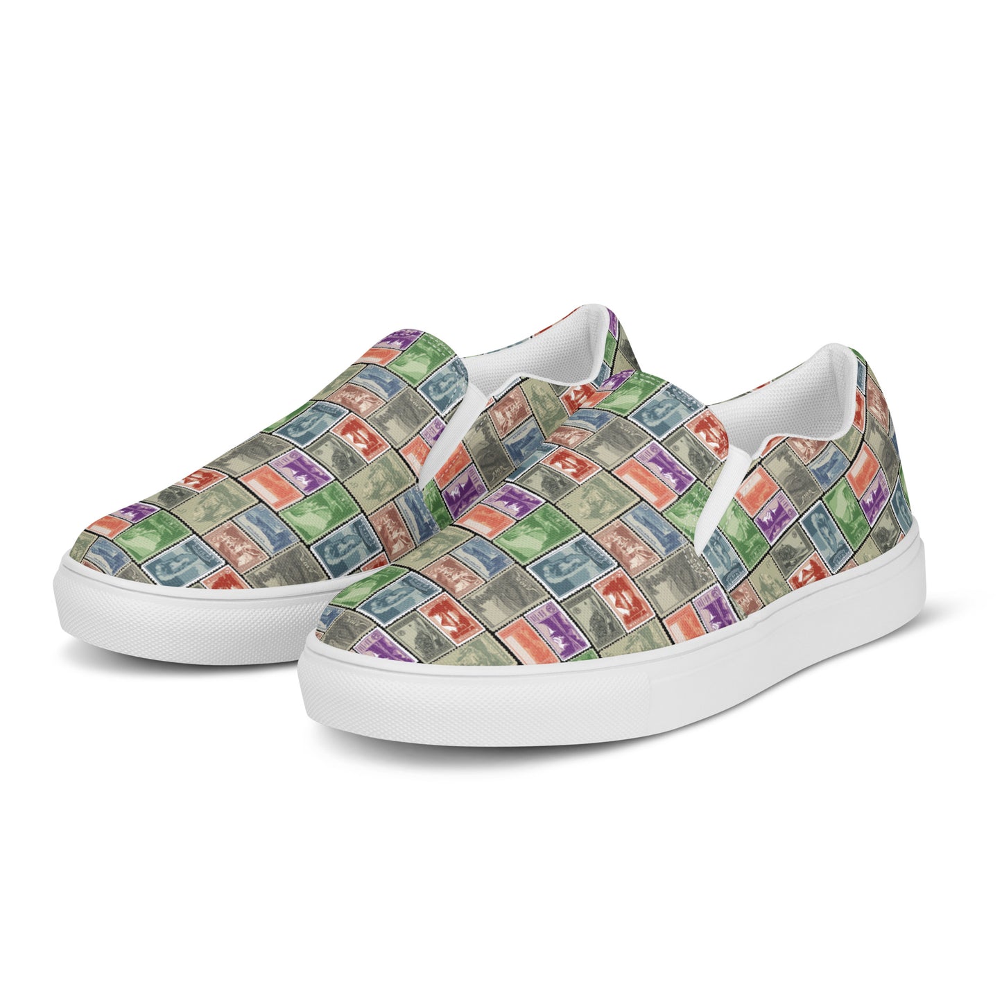 National Park Vintage Post Stamps Men’s slip-on canvas shoes