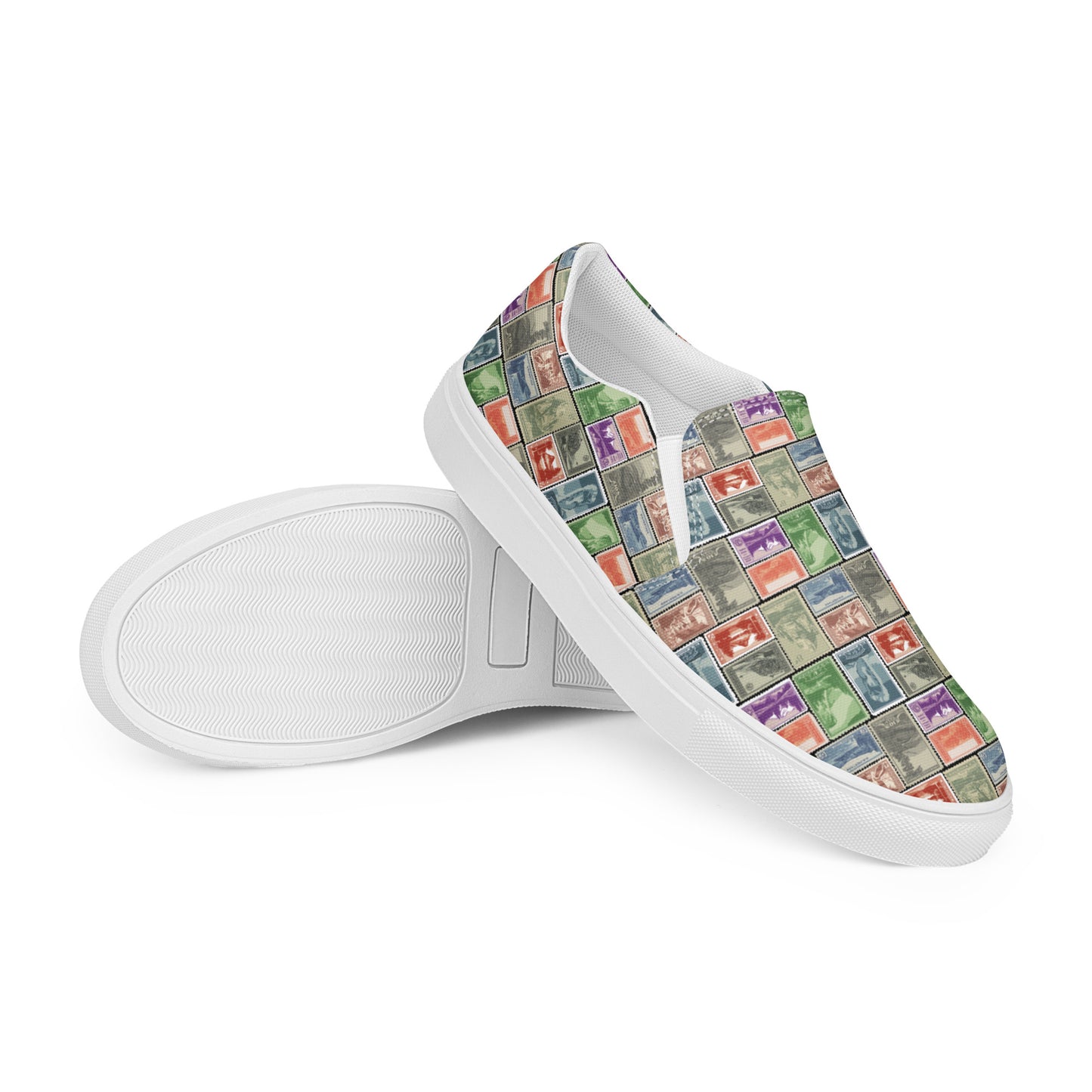 National Park Vintage Post Stamps Men’s slip-on canvas shoes