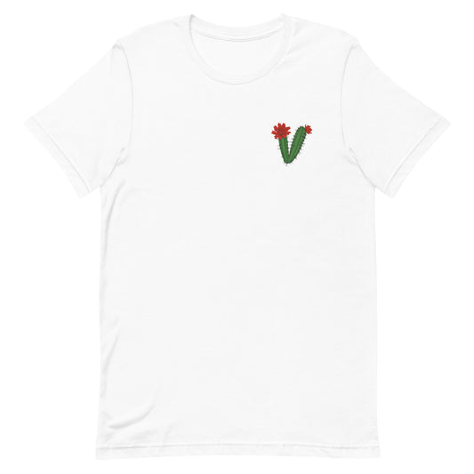 White Sands National Park Embroidery Claret Cup Cactus Unisex Cotton T-Shirt