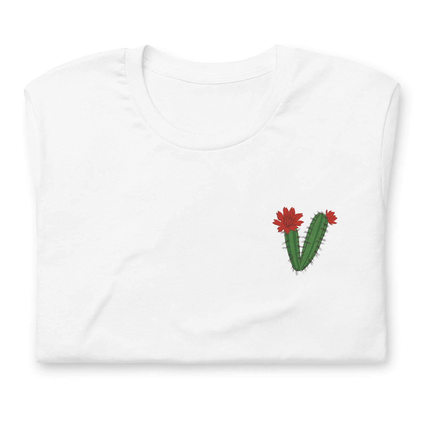 White Sands National Park Embroidery Claret Cup Cactus Unisex Cotton T-Shirt