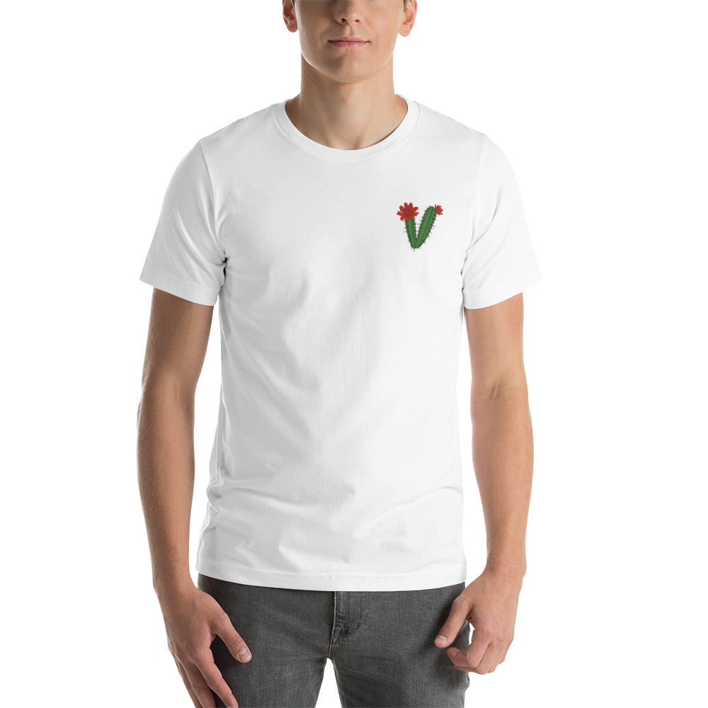 White Sands National Park Embroidery Claret Cup Cactus Unisex Cotton T-Shirt